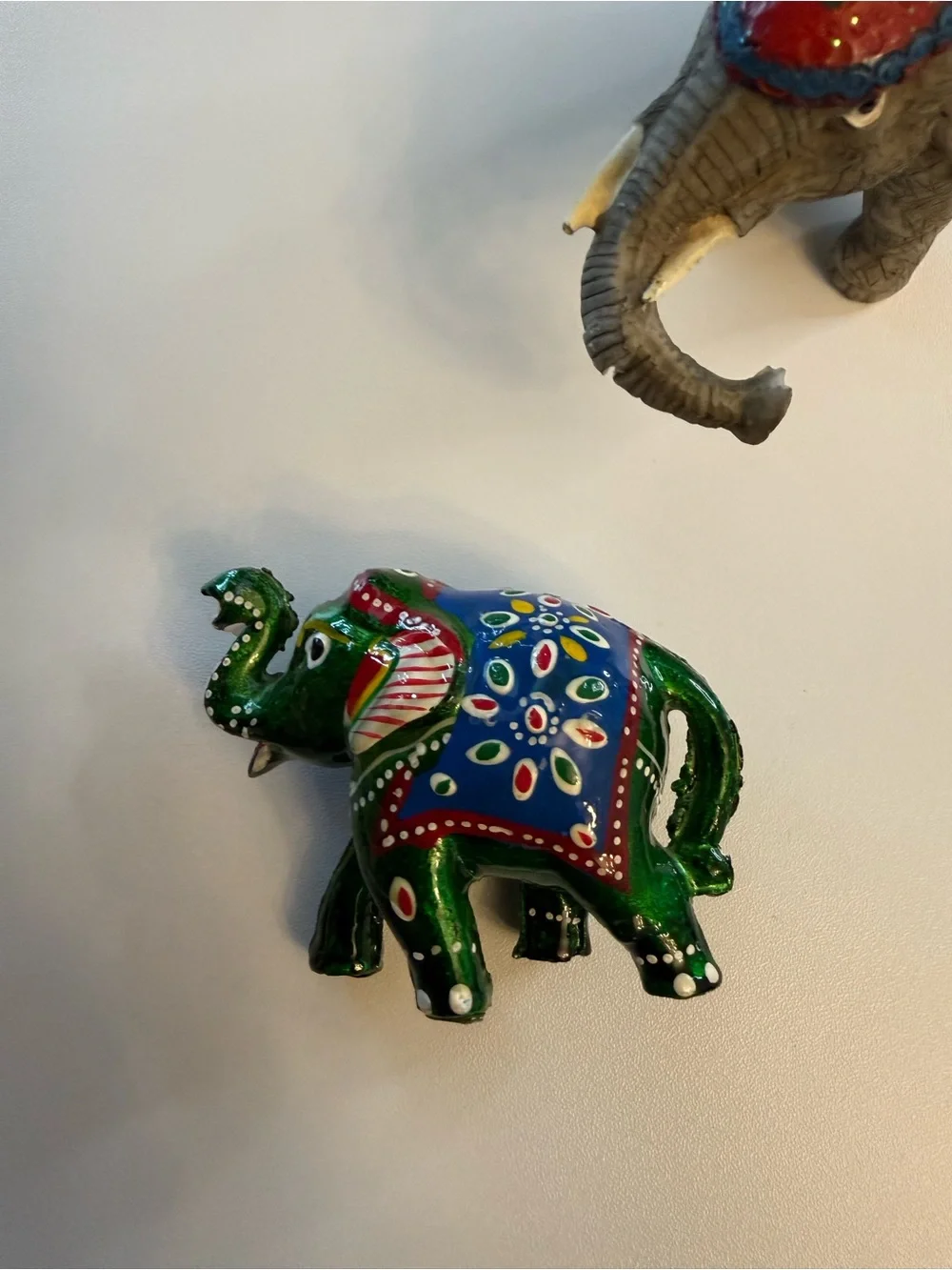 Handcrafted Colorful Elephant Wall Masks – Blue & Green Decorative Art